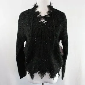 No boundaries deals lace up sweater
